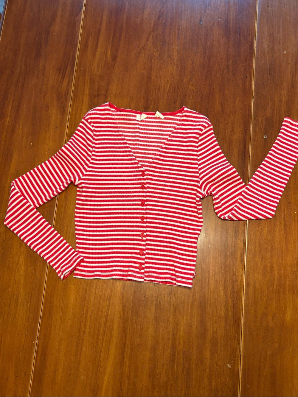 Levi's Red and White Striped Button-Down Top